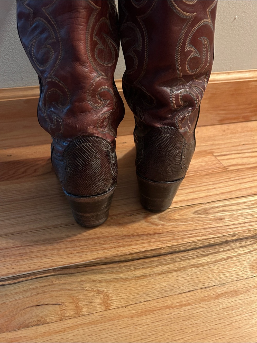 Larry Mahan Brown Two-Tone Western Knee-High Boots - Picture 5 of 5